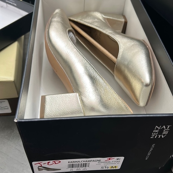 Naturalizer Karina Metallic Leather Block Heel Pumps - Picture 2 of 13
